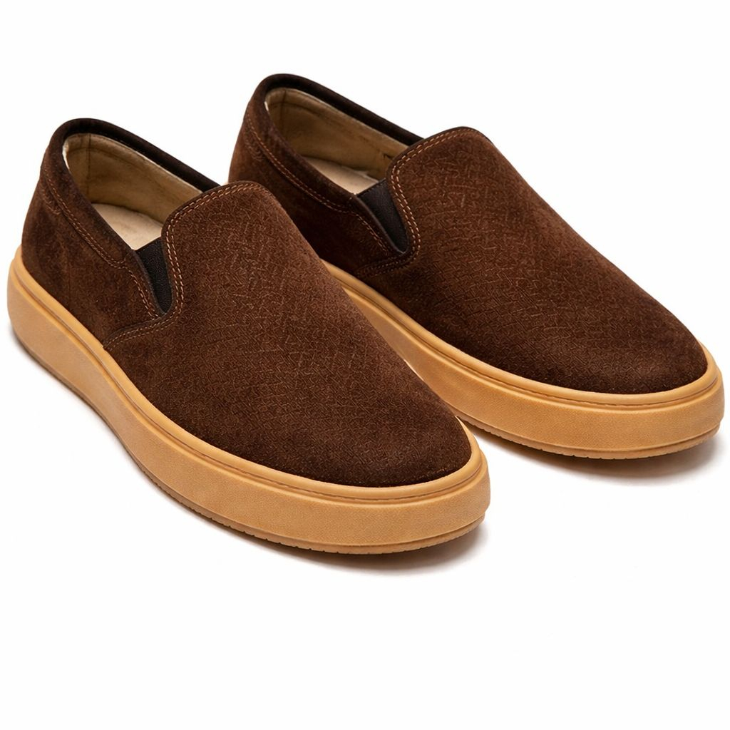 Brown Suede SlipOn Shoe with Rubber Sole